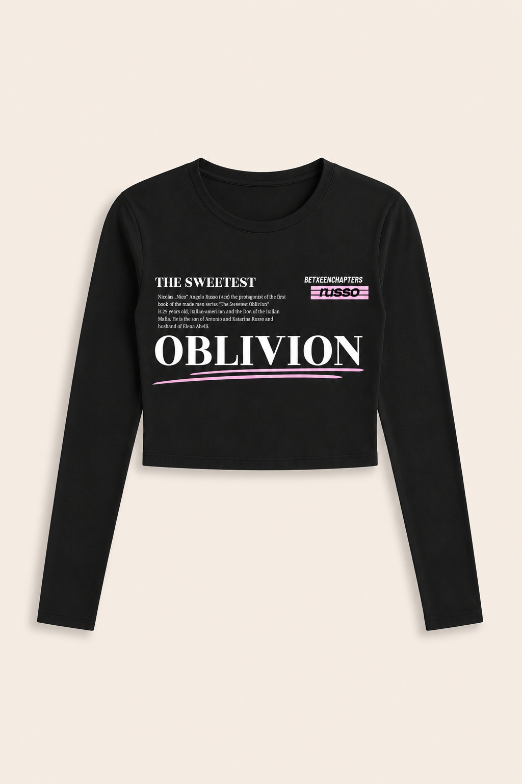 nico russo Cropped long sleeve. The made men series, the sweetest oblivion merch, dark romance shirt 